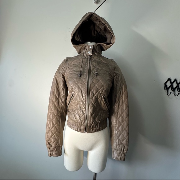 Danier Quilted Brown Hooded Jacket - Picture 1 of 9